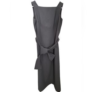 Anne Klein gray dress, size 2, self-belted, looks great w/ or w/o jacket